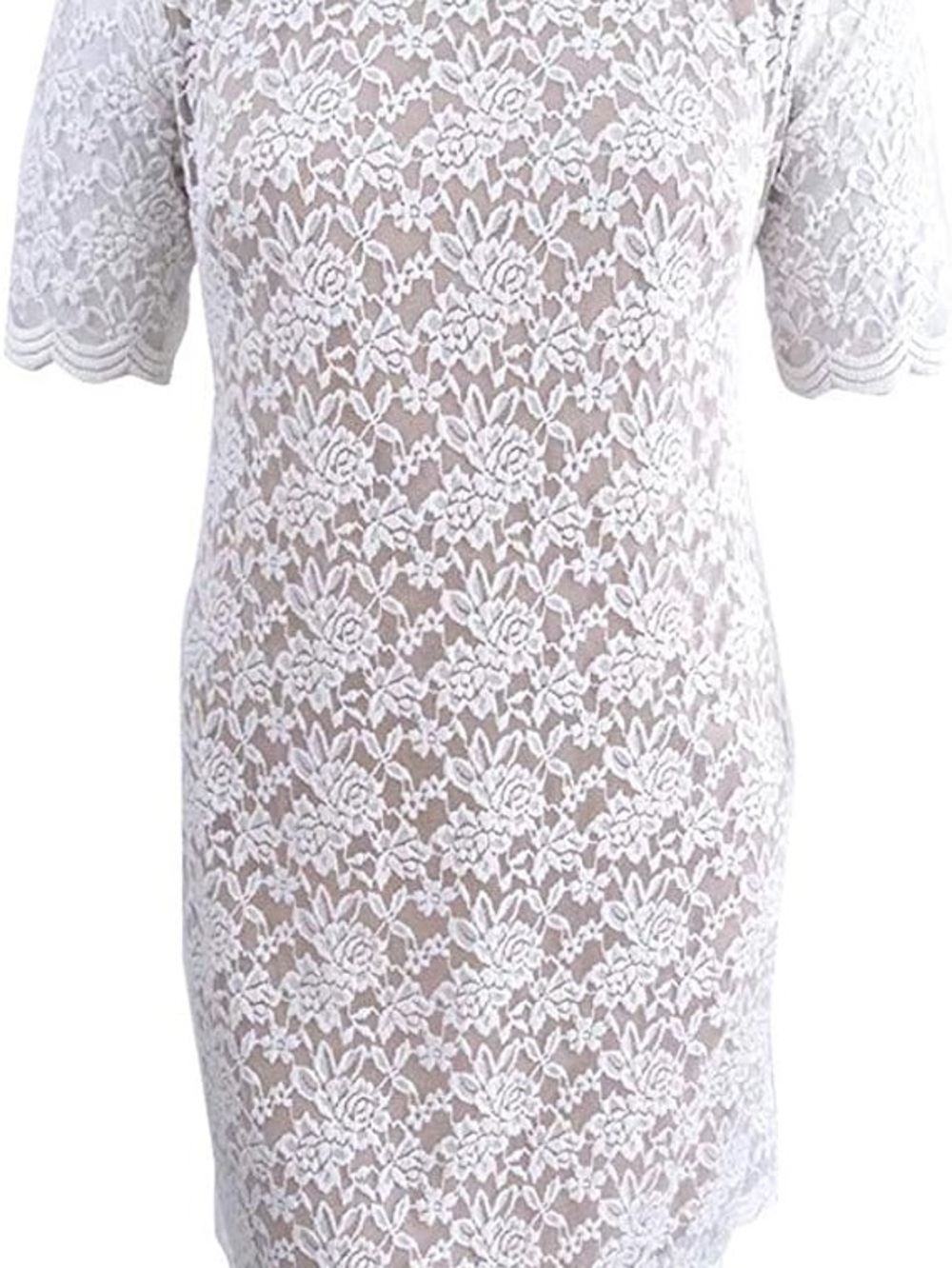 Connected Apparel Ivory Lace Overlay Dress.